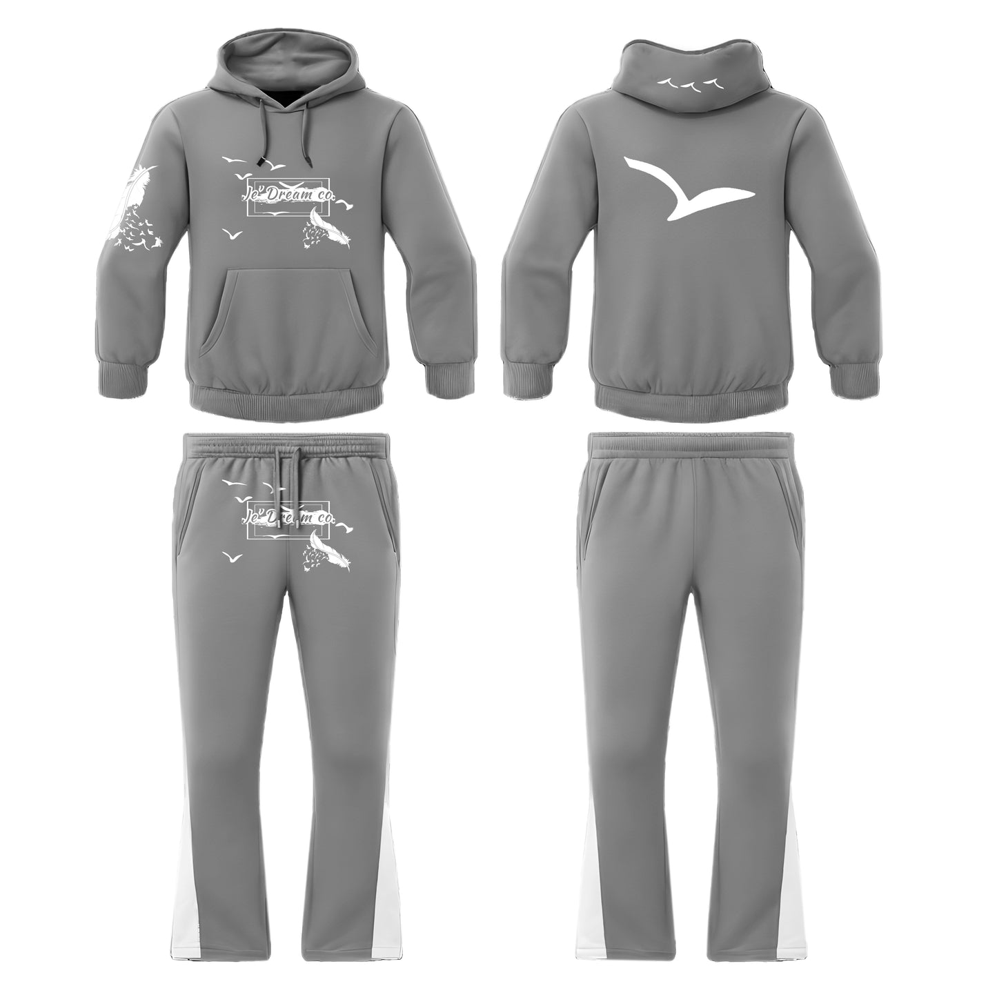 Je’ Dream co flare sweatsuit front & back 