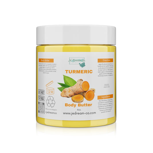 Front packet, Turmeric Brightening Body Butter 4 ounce jar