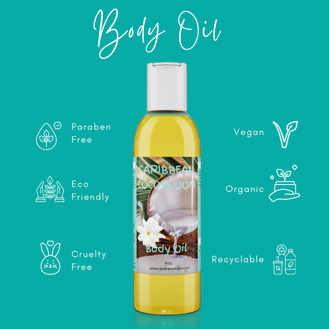 Caribbean CocoBloom body oil 4 ounce bottle 