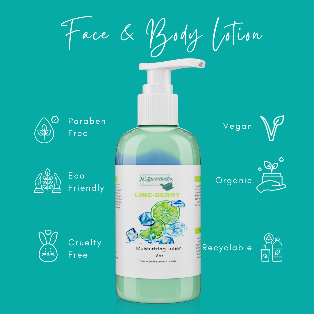Front packet, coconut vanilla face and body lotion 8 ounce bottle 