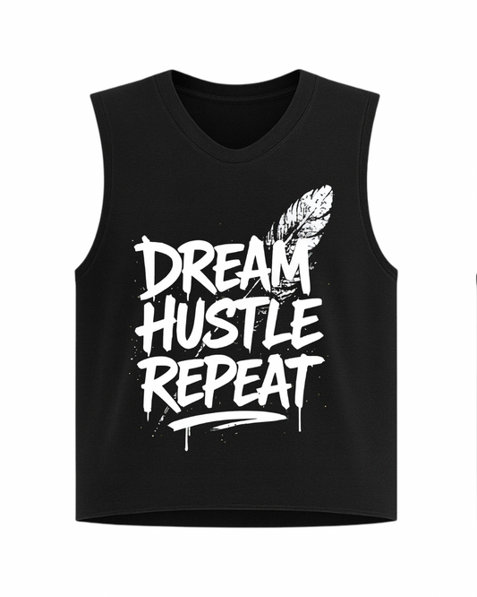 Dream Hustle Repeat Oversized Sleeveless Crop Tee